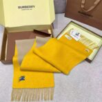 巴宝莉(Burberry) 双面素色马术骑士徽标刺绣长巾 黄色 - 图片 3