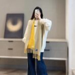 巴宝莉(Burberry) 双面素色马术骑士徽标刺绣长巾 黄色 - 图片 4