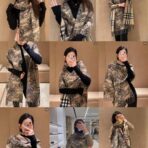 巴宝莉(Burberry) 经典石色格纹+提花马术战马徽标披肩 黑棕拼色 - Imagem 4