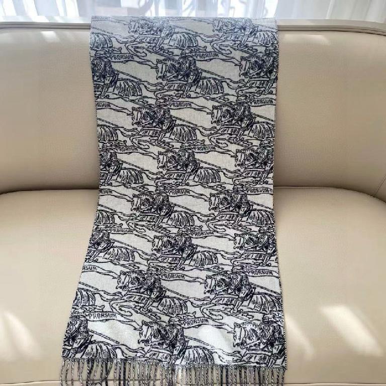巴宝莉(Burberry) 经典石色格纹+提花马术战马徽标披肩 黑白拼色2_00001_ 巴宝莉(Burberry) 经典石色格纹+提花马术战马徽标披肩 黑白拼色 - 图片 1