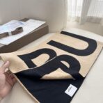 巴宝莉(Burberry)【经典战马】针织围巾 黑杏拼色