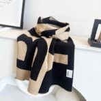 巴宝莉(Burberry)【经典战马】针织围巾 黑杏拼色 - 图片 3