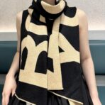 巴宝莉(Burberry)【经典战马】针织围巾 黑杏拼色 - 图片 2