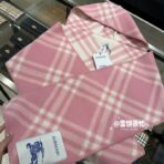巴宝莉(Burberry)全智贤同款格纹帽子羔毛围巾 粉色