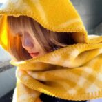 巴宝莉(Burberry)全智贤同款格纹帽子羔毛围巾 黄色 - 图片 2