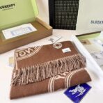 巴宝莉(Burberry)双面双色圆环logo设计羊毛围巾 米棕拼色