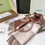 巴宝莉(Burberry)双面双色圆环logo设计羊毛围巾 米棕拼色 - Imagem 2