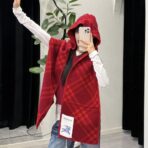 巴宝莉(Burberry)带帽款羊绒羊毛混纺围巾送专柜新款别针 红色 - 图片 2