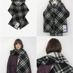 巴宝莉(Burberry)带帽款羊绒羊毛混纺围巾送专柜新款别针 黑色 - 图片 3