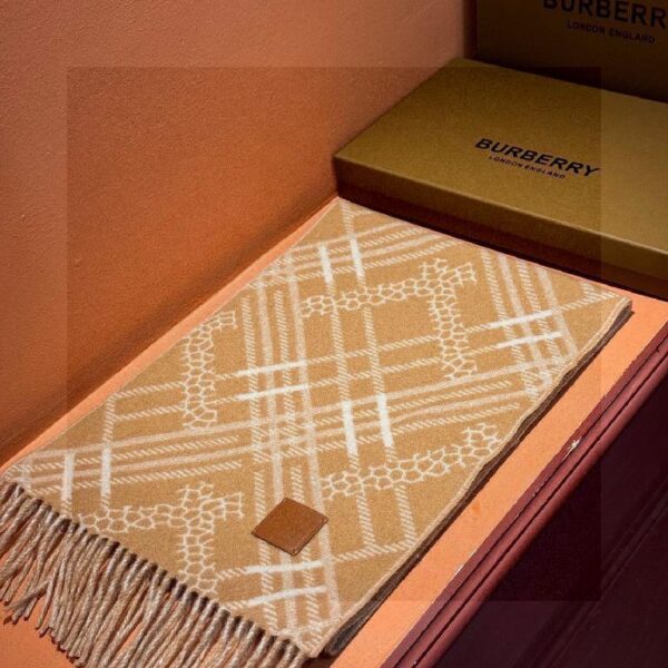 巴宝莉(Burberry)秋冬双面格子围巾 浅棕色