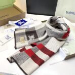 巴宝莉(Burberry)高端羊绒针织围巾 灰白拼色 - Imagem 3