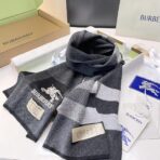 巴宝莉(Burberry)高端羊绒针织围巾 黑色 - 图片 3