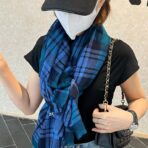 巴宝莉·Burberry进口尼泊尔羊绒顶级战马刺绣围巾 蓝色 - 图片 3
