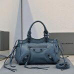 巴黎世家 Balenciaga Le City 机车包  灰蓝色