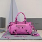 巴黎世家 Balenciaga Le City 机车包  玫红色