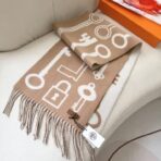 新款2025爱马仕男女款围巾 棕色款 - 图片 3