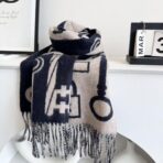 新款2025爱马仕男女款围巾 深蓝色款 - 图片 2