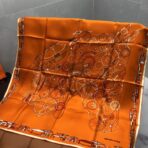 新款双面丝印 姆米斜纹真丝方巾 橙色款