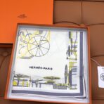 新款双面丝印 姆米斜纹真丝方巾 白色款 - 图片 3