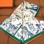 新款双面丝印 姆米斜纹真丝方巾 绿色款 - Imagem 4