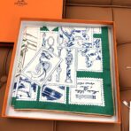 新款双面丝印 姆米斜纹真丝方巾 绿色款 - Imagem 3