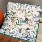 新款双面丝印 姆米斜纹真丝方巾 绿色款