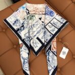 新款姆米斜纹真丝方巾 蓝色款 - Imagem 2