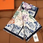 新款姆米斜纹真丝方巾 蓝色款 - Imagem 4