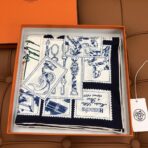 新款姆米斜纹真丝方巾 蓝色款 - Imagem 3