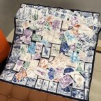 新款姆米斜纹真丝方巾 蓝色款