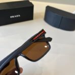 普拉达（Prada）Linea Rossa 系列红标方框太阳镜  棕色 - Imagem 3
