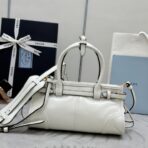 普拉达（Prada）Mini Galleria 白色亮面皮革手提斜挎包 - 图片 5