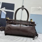 普拉达（Prada）Mini Galleria 褐色亮面皮革手提斜挎包 - Imagem 3