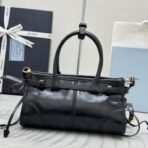 普拉达（Prada）Mini Galleria 黑色亮面皮革手提斜挎包 - 图片 3