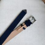 普拉达（Prada）蓝色绒面革银色板扣男士腰带 - Imagem 3