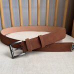 普拉达（Prada）褐色绒面革暗灰色板扣男士腰带 - Imagem 3
