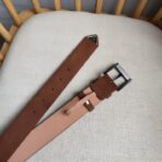 普拉达（Prada）褐色绒面革暗灰色板扣男士腰带 - Imagem 4