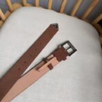 普拉达（Prada）褐色绒面革暗银色板扣男士腰带 - Imagem 4