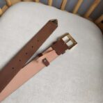 普拉达（Prada）褐色绒面革金色板扣男士腰带 - Imagem 4