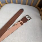 普拉达（Prada）褐色绒面革银色板扣男士腰带 - Image 3