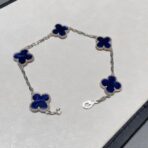 梵克雅宝 白金色彼得石四叶草五花手链