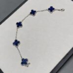 梵克雅宝 白金色彼得石四叶草五花手链 - 图片 2