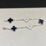 梵克雅宝（Van Cleef & Arpels）Alhambra 系列蓝彼得石钻石白金四叶草手链 - 图片 3