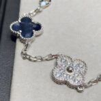 梵克雅宝（Van Cleef & Arpels）Alhambra 系列蓝彼得石钻石白金四叶草手链 - 图片 4