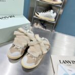 浪凡（LANVIN）Curb 系列蝴蝶结装饰格纹厚底休闲鞋 奶茶杏（格纹拼接配色款）