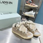 浪凡（LANVIN）Curb 系列蝴蝶结装饰格纹厚底休闲鞋 奶茶杏（格纹拼接配色款） - 图片 4