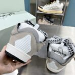 浪凡（LANVIN）Curb 系列蝴蝶结装饰格纹厚底休闲鞋 浅灰黑白撞色（格纹拼接配色款） - 图片 2