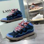 浪凡（LANVIN）Curb 系列蝴蝶结装饰格纹厚底休闲鞋 深蓝色（格纹拼接配色款） - Imagem 3