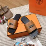 爱马仕 Empire 系列 Kelly 扣拼布穆勒拖鞋 棕黑配色 - 图片 4