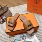 爱马仕 Empire 系列 Kelly 扣拼布穆勒拖鞋 金棕色 - 图片 4